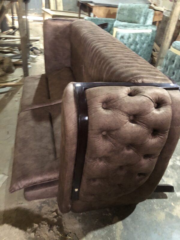 Brown Modern Button Chair - Image 2