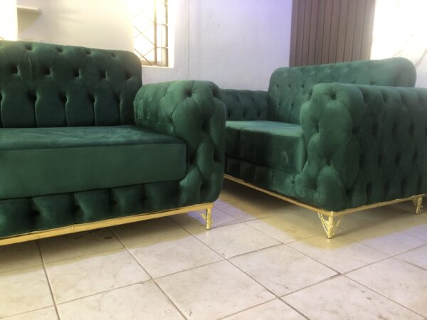 Dual Colour High Quality  Fabric Chair With Golden Legs - Image 9