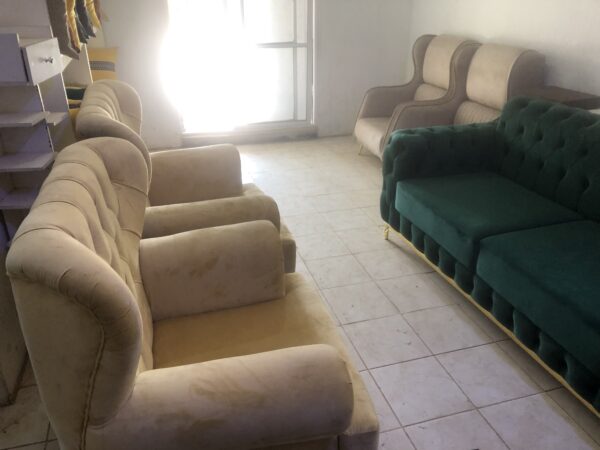 Dual Colour High Quality  Fabric Chair With Golden Legs - Image 6
