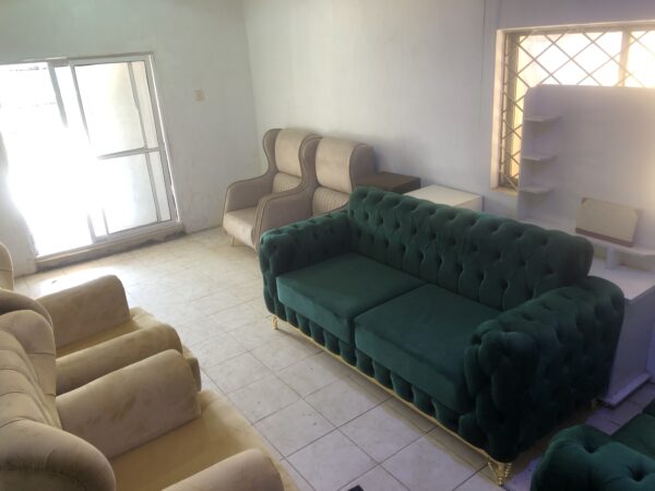 Dual Colour High Quality  Fabric Chair With Golden Legs - Image 7